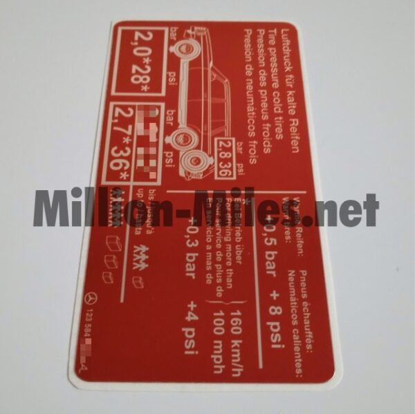 MB Tire pressure W123 Estate #0309