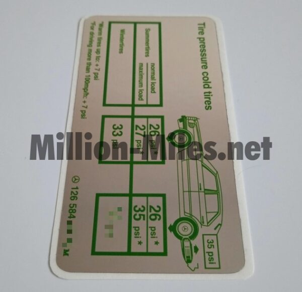 MB Tire pressure W126 420 USA #0312