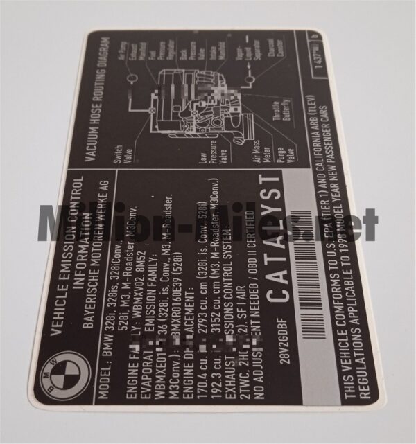 BMW Emission control 1998 E36 / E39 US #0542