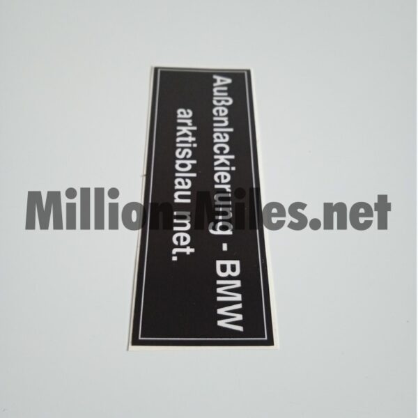 BMW E3 E9 E10 E12 E21 E24 Colour Code Arktisblau Metallic #0990