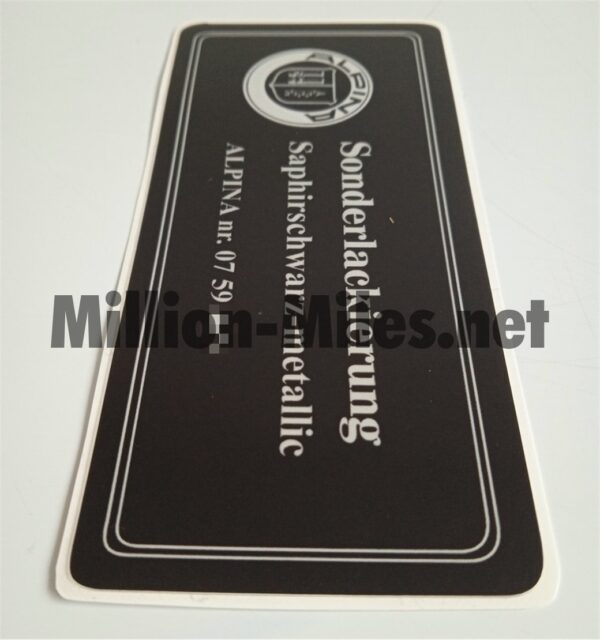 ALPINA Saphirschwarz Metallic Sonderlackierung Custom #1185