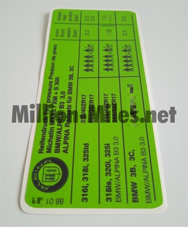 Alpina Tire Pressure E36 B3 3.0 #1231