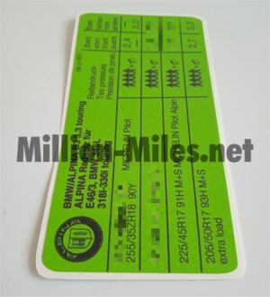 Alpina Tire Pressure E46 B3 3.3 Touring #1239