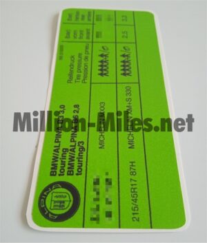 Alpina Tire Pressure E46 B3 3.3 Cabrio #1241