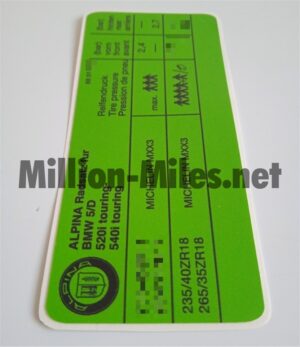 Alpina Tire Pressure E39 #1252