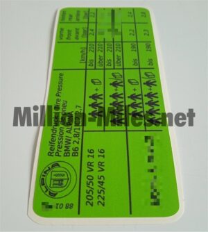 Alpina Tire Pressure E30 B6 2.8/1 C2 2.7 #1272