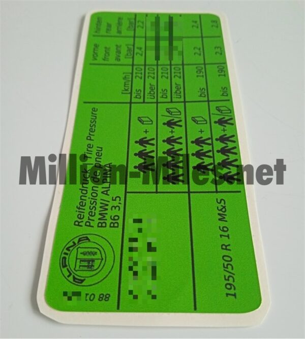 Alpina Tire Pressure E30 B6 3.5 #1273