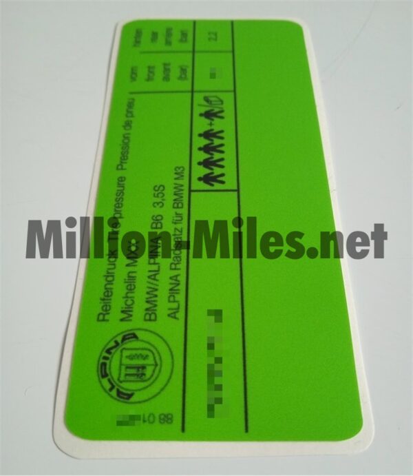 Alpina Tire Pressure E30 B6 3.5 S #1274
