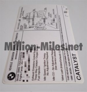 BMW Emission Control US 735i / L6 / 635CSi 1988 #1315