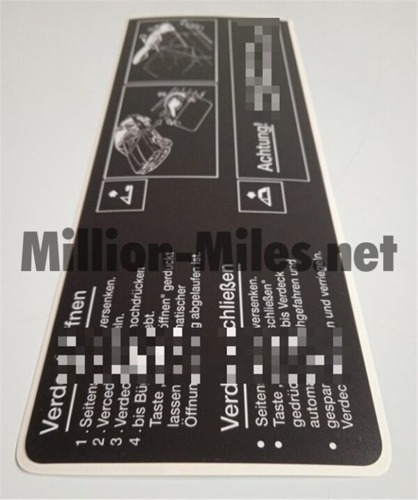 BMW E30 Convertible GER Roof Operation Instruction AUTOMATIC #1322