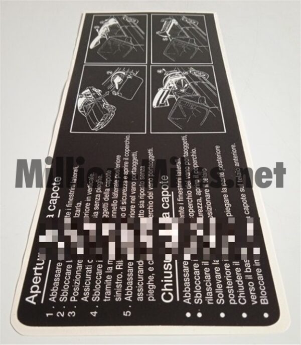 BMW E30 Convertible ITA Roof Operating Instruction MANUAL #1323