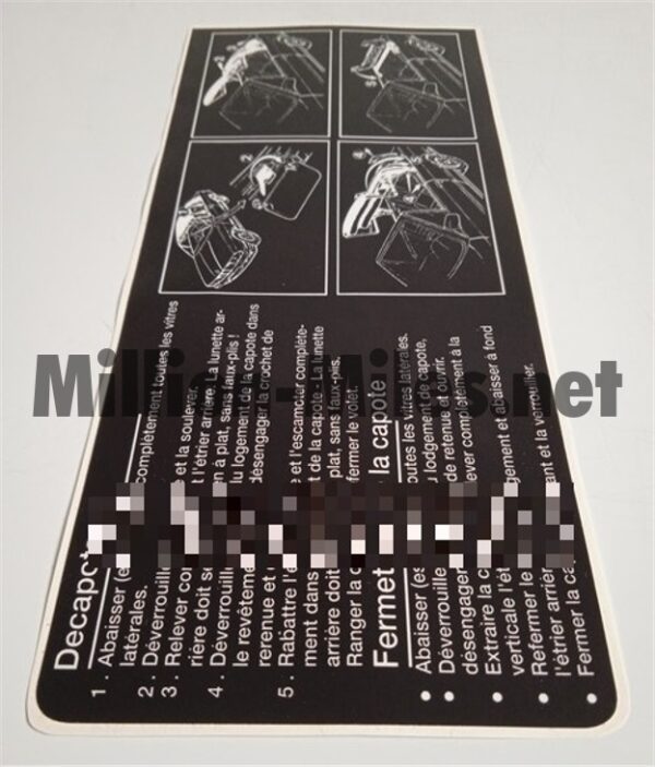 BMW E30 Convertible FRA Roof Operating Instruction MANUAL #1324
