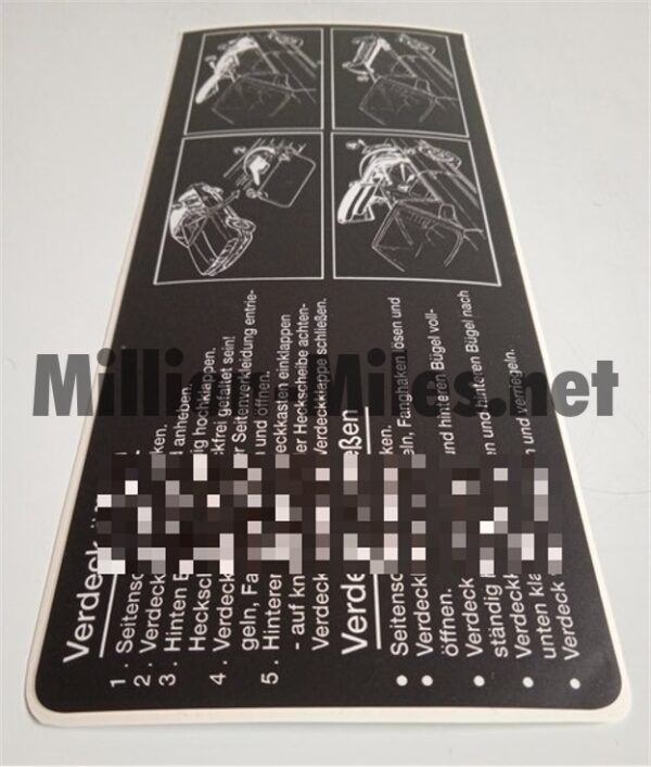 BMW E30 Convertible GER Roof Operating Instruction MANUAL #1326