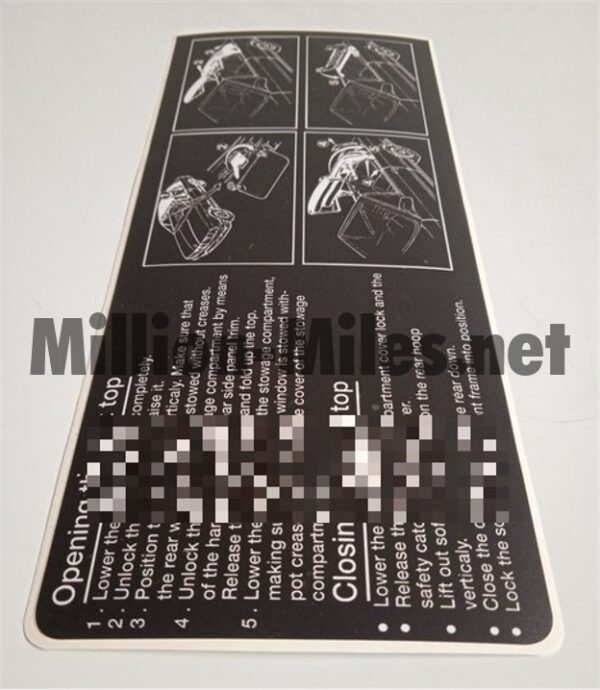 BMW E30 Convertible ENG Roof Operating Instruction MANUAL #1327