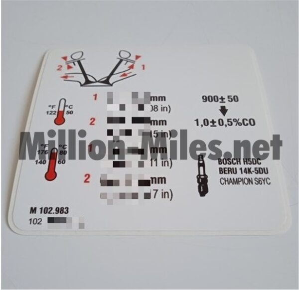 MB Engine data M102 #1366