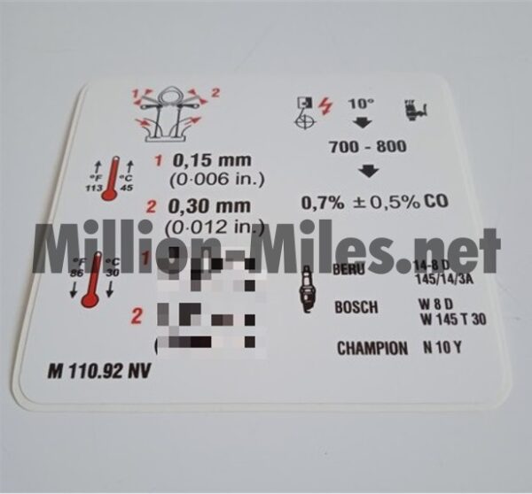 MB Engine data M110 #1368