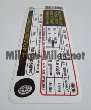 BMW M5 E60 US Tire Pressure #1384