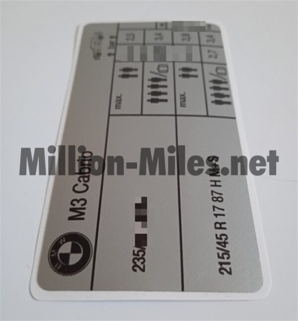 BMW E36 M3 Cabrio Tire Pressure #1388