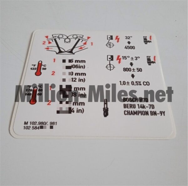 MB Engine Data M102.98 #1392