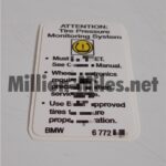 BMW Tire pressure Info USA #1399