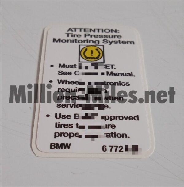BMW Tire pressure Info USA #1399