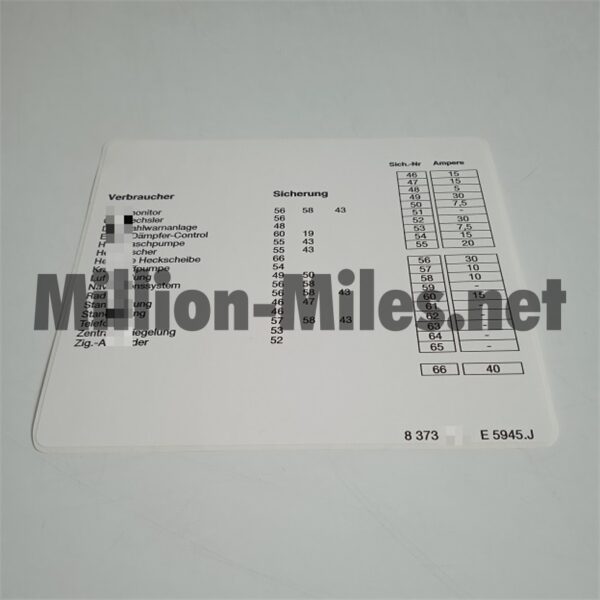 BMW E39 Fuse Description GER #1569