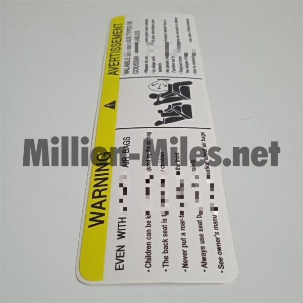Airbag Warning ENG / FRA #1571