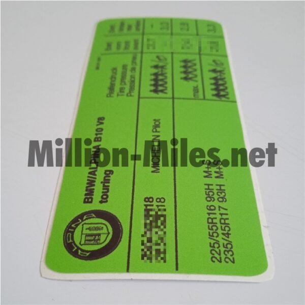 Alpina E39 Tire Pressure B10 V8 Touring ''18 #1590