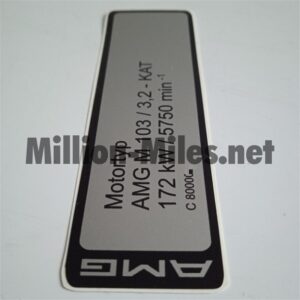 1595 MB AMG engine data 172kW M103 3.2L (KAT) #1595