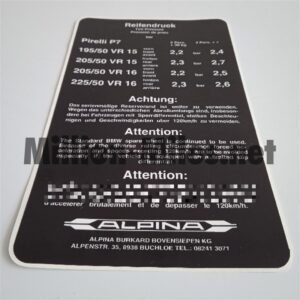 BMW Alpina tire pressure Trunk lid (Large) #1637