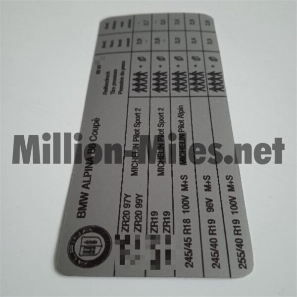 ALPINA B6 Coupe E63 Tire pressure #1640
