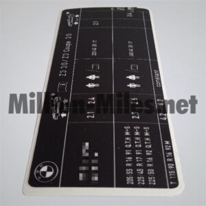 1644 BMW Tire Pressure E36/7 Z3 3.0 / Z3 Roadster #1644