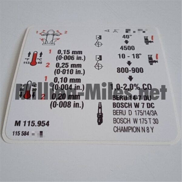 MB Engine data M115.954 #1654