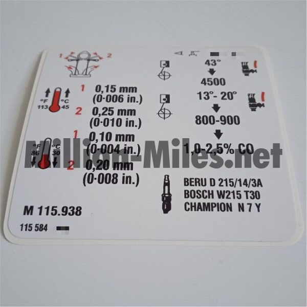 MB Engine data M115.938 #1655