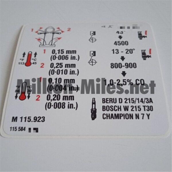 MB Engine data M115.923 #1656