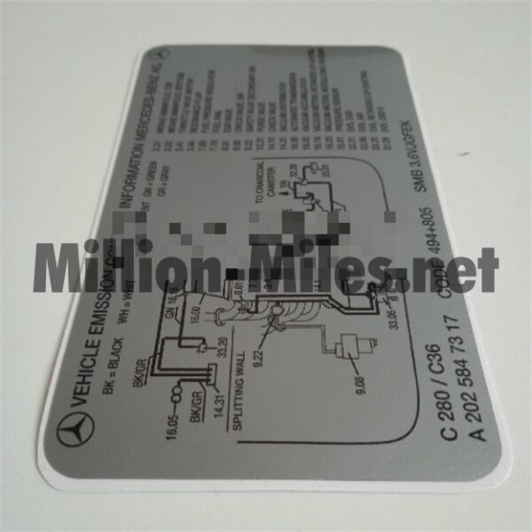 MB Emission Control W202 C36 AMG C280 US #1674