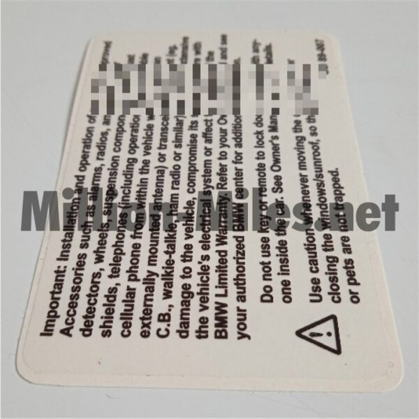 BMW US M3 / M5 / M6 warning #1689