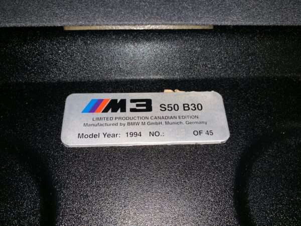 BMW E36 M3 Canada Limited Edition Dash plaque #1703